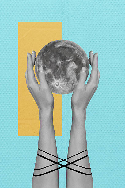 istock Vertical photo collage of human hands hold full moonlight planet witchcraft mystical halloween holiday isolated on painted background 2218569549
