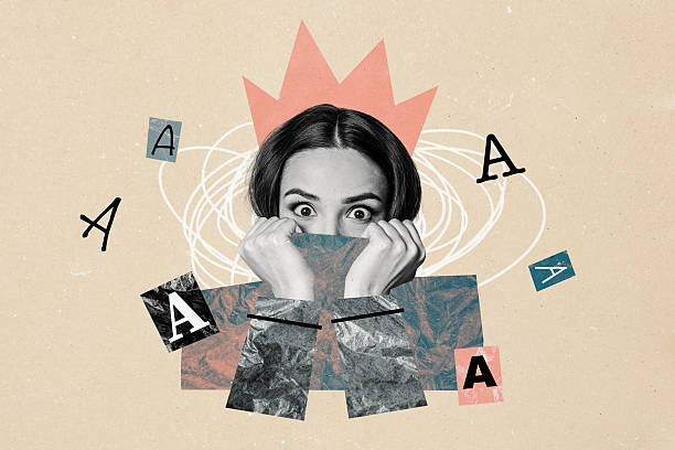 istock Composite photo collage of crazy scared girl hide collar pullover aaa fear mental trauma problem isolated on painted background 2218588264