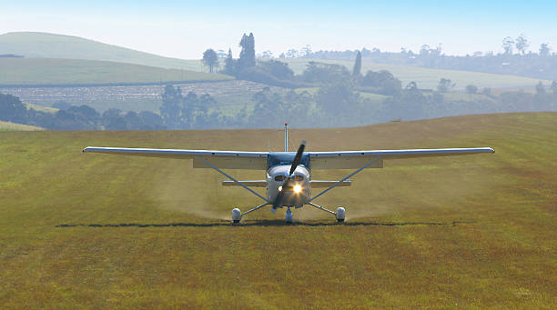 istock aircraft taking off on a grass runway 2218588655