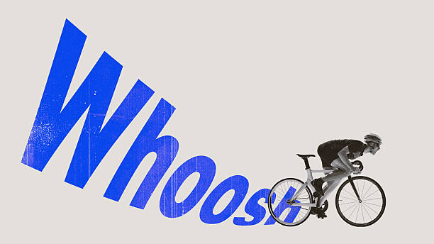 istock Cyclist sprints low on aero bars slicing through space as wind bends WHOOSH into wave of velocity. Clean power in motion. Contemporary art collage 2218589044