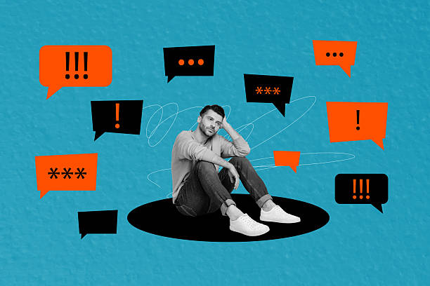 istock Creative collage picture young upset man anxiety thoughtful overthink textbox message reply attention exclamation mark alert urgent news 2218590715