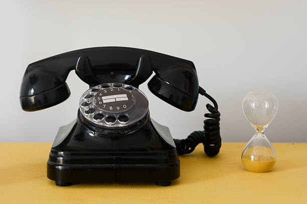 Close-up with old telephone ringtone and a hourgrass