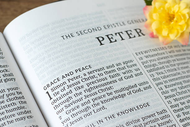 istock Grace and peace text in open holy bible book 2218606770