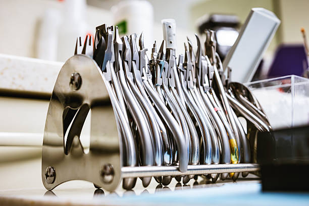 istock Sterilized orthodontic instruments prepared for dental treatment 2218615171