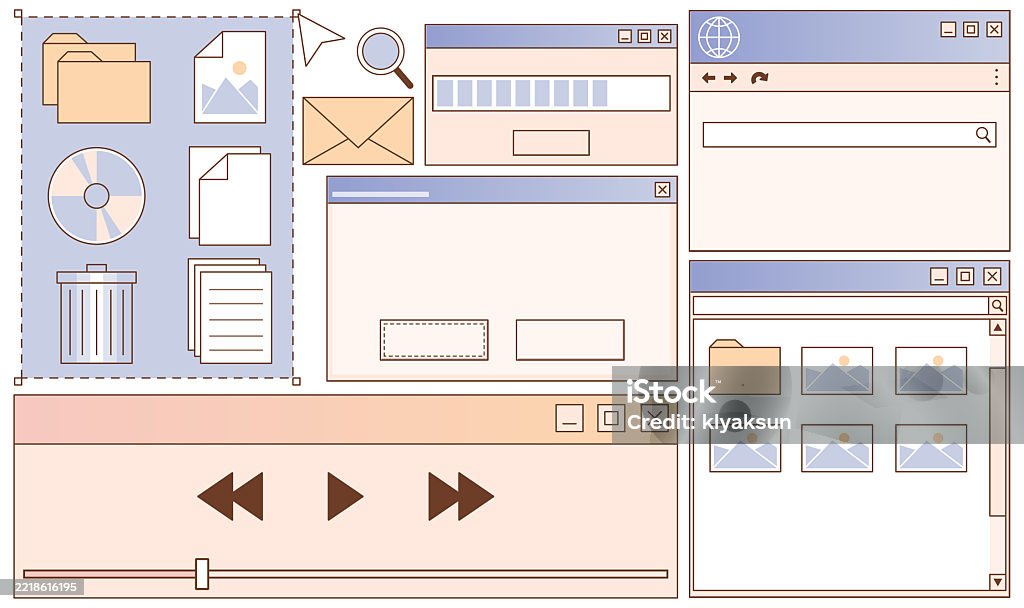 Retro User Interface Layout Kit Stock Illustration - Download Image Now ...