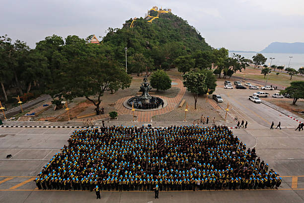 Prachuap Khiri Khan, Thailand- 3 May 2019: Royal Thai Volunteer Spirit joins in doing good deeds to offer as royal merit to His Majesty King Rama X