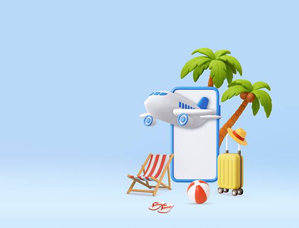 istock 3D Online Travel Booking with Tropical Vacation. 2218630986