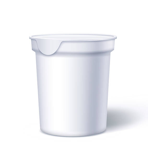istock White Plastic Food Container With Lid for Yogurt, Sour Cream, Sauce or Ice Cream 2218632259