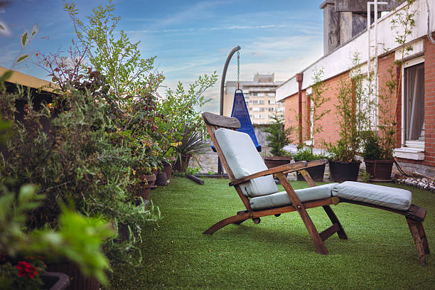 istock Garden deck chair on the terrace 2218632529