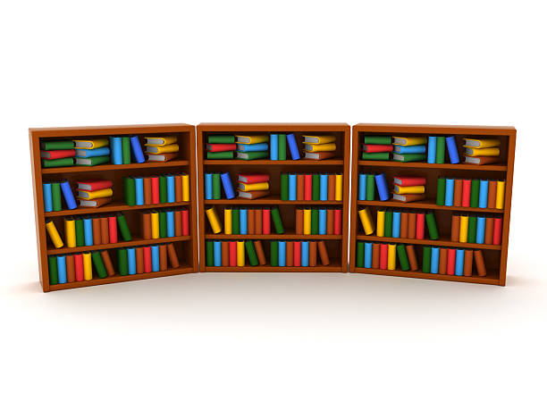 istock 3D Rendering of three bookshelves 2218633462