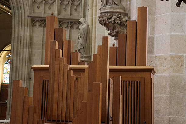 Bamberg, Germany - August, 11 - 2022:  View of the seats in the Cathedral of St. Peter and St. George. Cathedral of St. Peter and St. George. It is one of the German imperial cathedrals and, with its four towers, is the dominant building in the World Heritage Site of Bamberg's old town.