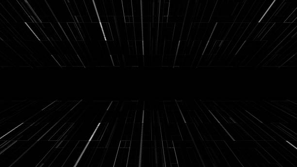 Modern flashing white particles futuristic on dark black background