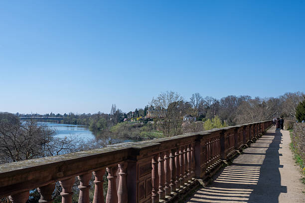 istock River landscape with historic buildings and an old column railing in Aschaffenburg, Germany 2218648009