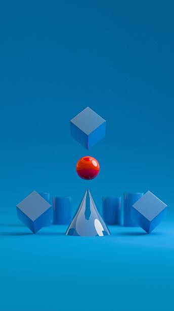 istock 3D abstract composition of blue geometric shapes on blue background 2218650408