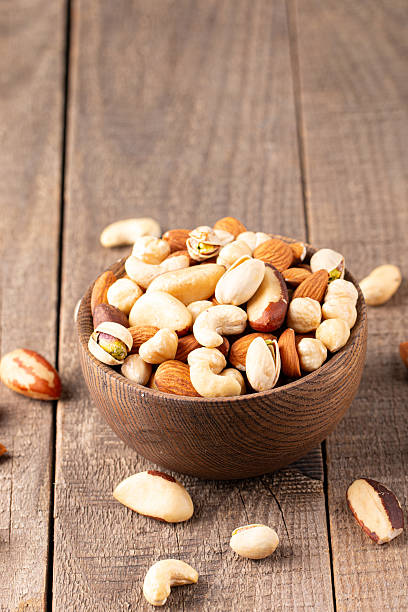 istock Healthy mix nuts. Almonds, hazelnuts, cashews, peanuts, pistachios, Brazil nuts 2218651725