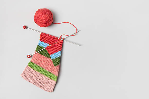 istock Ball of thread with knitting needles and knitted fabric 2218653344