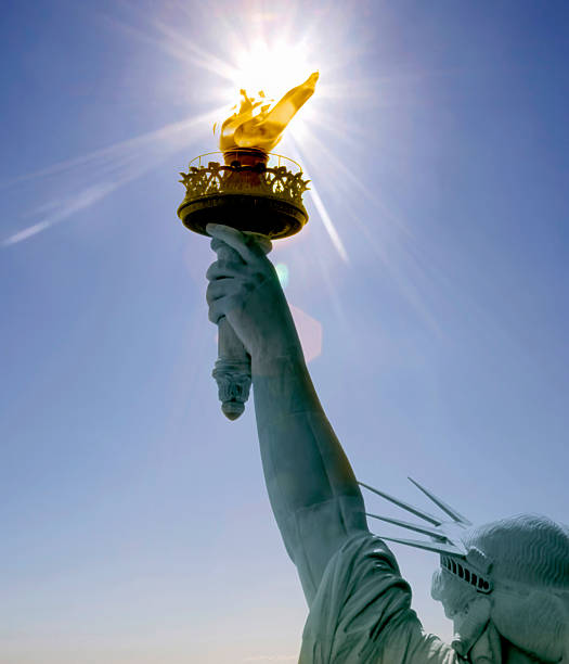 USA New York,  The statue of liberty with sunburst