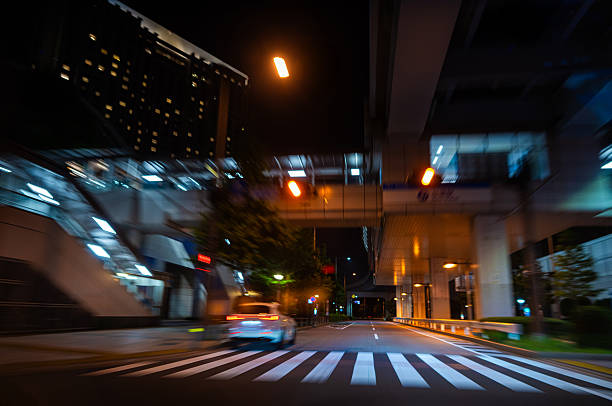 Quiet Night Street with Overpass in Tokyo