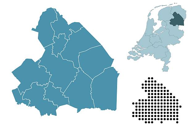 stockillustraties, clipart, cartoons en iconen met set maps of drenthe province - groningen stad