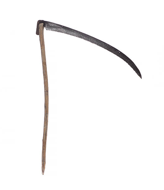 istock old rusty scythe blade isolated on white background 2218662358
