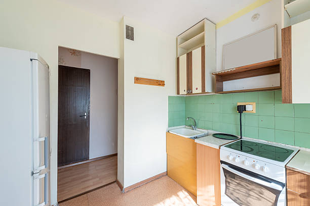 istock Vintage Kitchen with Old Cabinets and Bright Window Lighting 2218662947