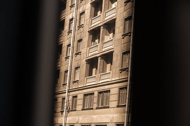 Constructed buildings in St Petersburg showcase detailed architecture with balconies.