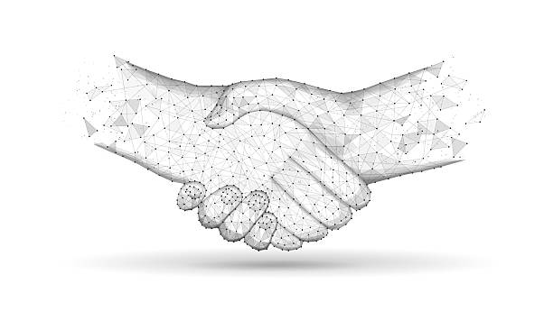istock Partnership handshake digital concept illustration. Virtual meeting, partner network. 2218670689