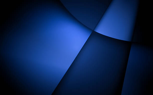 istock Abstract deep blue background with soft glowing curves and intersecting geometric shapes, modern design 2218671419