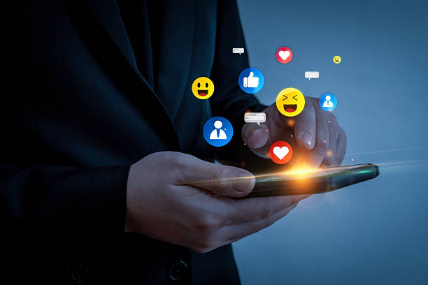 istock Notification. business man touching mobile phone with graphic social network notification icon diagram, online marketing, social media, internet connection, digital online technology concept 2218685883