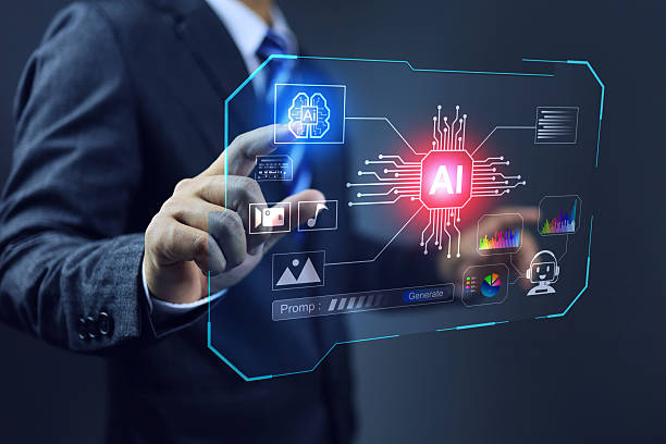 istock ai gentics concept with businessman touch on vr virtual dashboard 2218691678