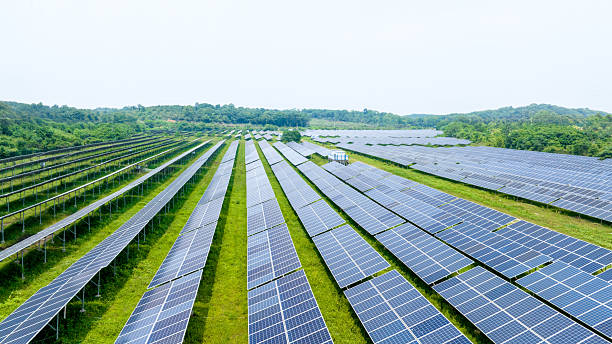 istock Large solar farms on the grassland 2218694769