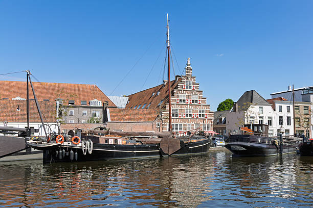 istock Historic Leiden, Holland: Classic wooden ships. 2218696877