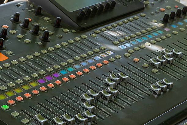 istock Professional audio mixer showing faders and knobs for sound engineering 2218699242