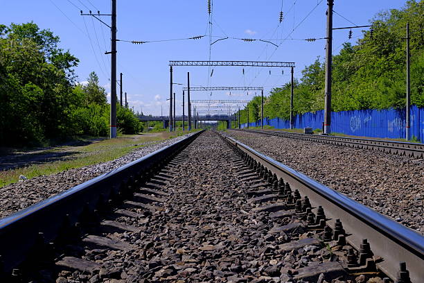 Russia. Voronezh. May 21 2025 Railway tracks approaching the station