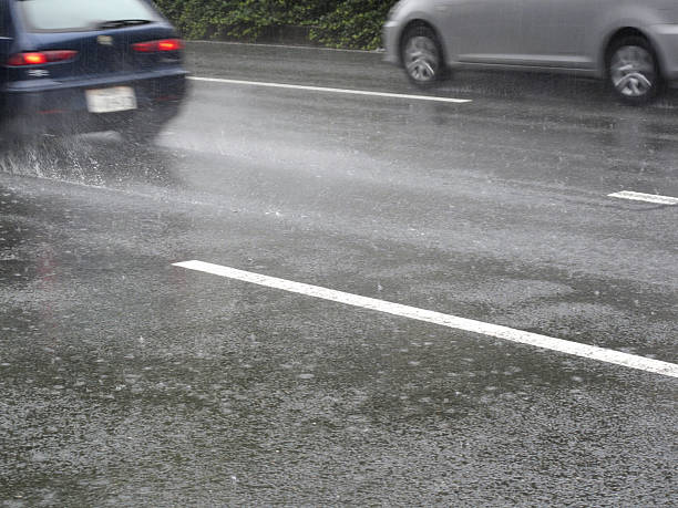 istock Water splashes from a car driving in the rain 2218704140