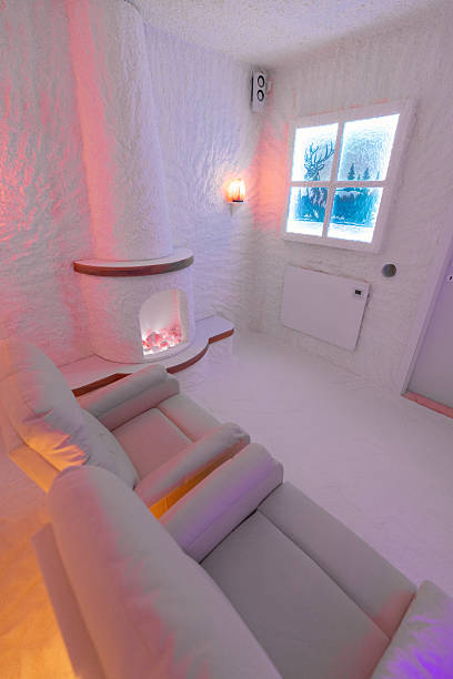 istock Peaceful Indoor Salt Room with Relaxation Chairs and Soft Lighting 2218706419