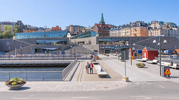 Stockholm, Sweden - June 3rd 2025: Vattentorget (Water's square), new square between Slussen and Gamla Stan (old city) with area for restaurants and benches, built on the lock between the lake and sea
