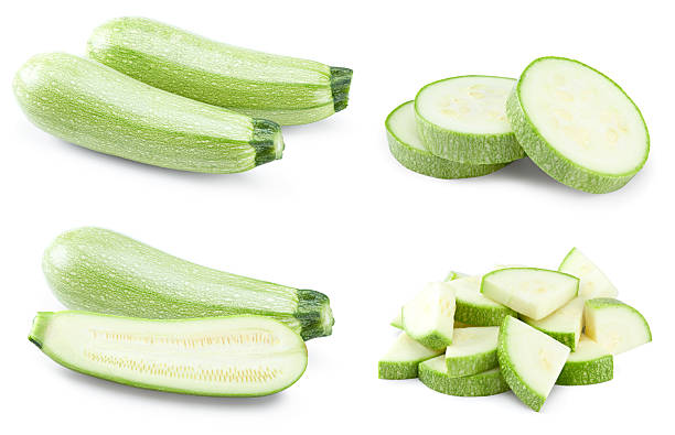 istock sliced green zucchini or marrow isolated on white background. clipping path 2218718656