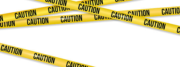 istock Yellow Caution warning Tapes. Realistic crossed tape for restricted area, danger zone, crime scene. Concept of Police warning overlapping diagonally ribbon on transparent background. realistic style. 2218723930