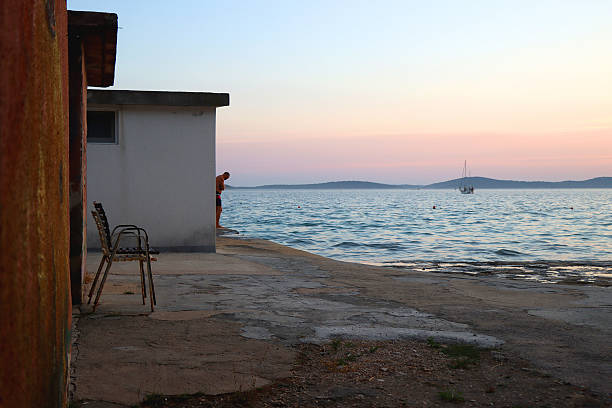 Charming retro beach Jadrija in Sibenik, Croatia.