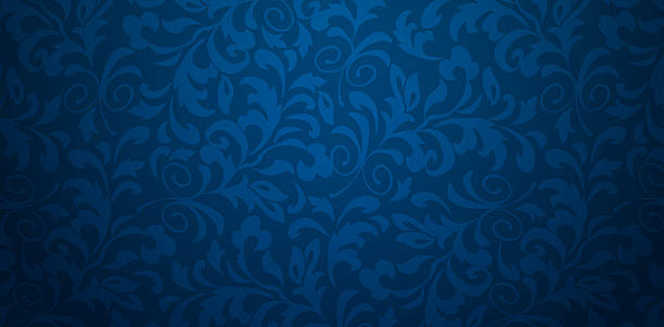 Vector illustration dark blue background with floral ornament Seamless damask wallpaper for Presentations marketing, decks, ads, books covers, Digital interfaces, print design templates materials