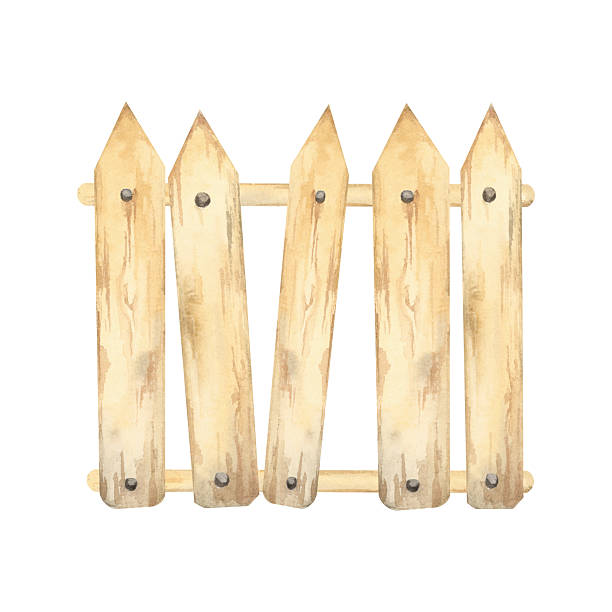 A sturdy wooden fence painted in watercolor. Wood barrier illustration. Rustic village wood board clipart suitable for DIY stickers A sturdy wooden fence painted in watercolor. Wood barrier illustration. Rustic village wood board clipart suitable for DIY stickers, farm-themed products, or handmade stationery about gardening fence3 stock illustrations