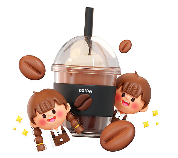 Cute White Cat 3D Icon, Black Background