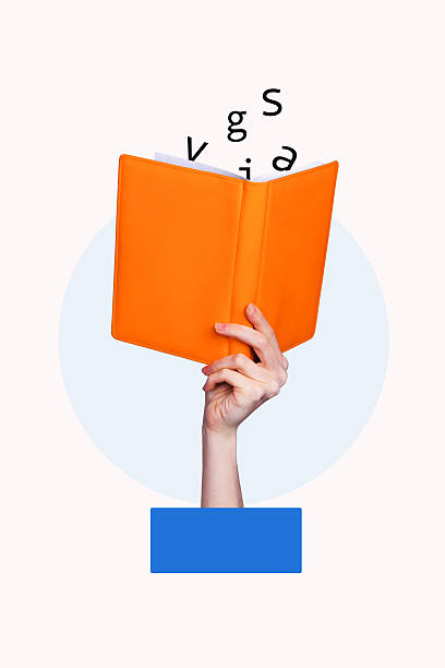 istock Sketch contemporary photo collage of hand hold book planner letters plot imagination concept read hobby bookworm library 2218736113