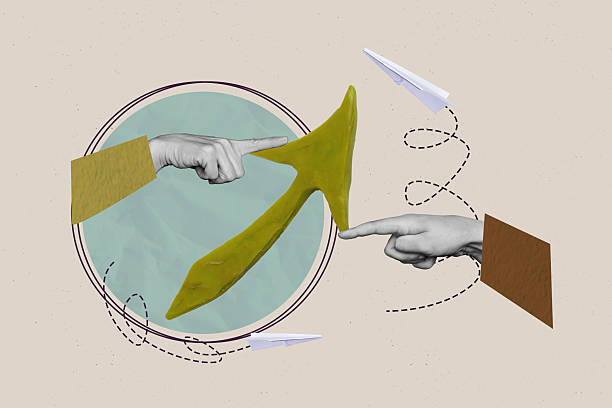 istock Image art collage of hand gesture with arrows going up on pastel background 2218736198