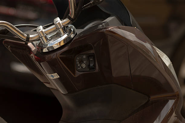 istock Detailed CloseUp View of Motorcycle Handlebar Along With Control Features 2218738325