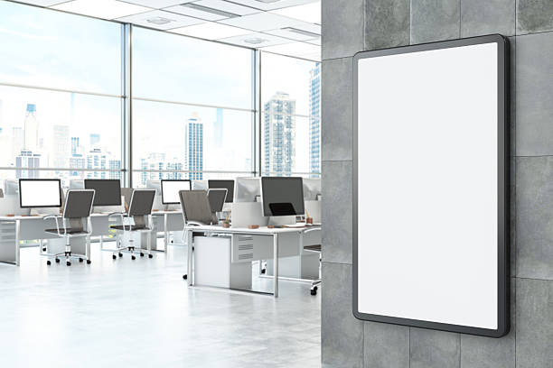 Blank Advertising Billboard in Modern Office Interior