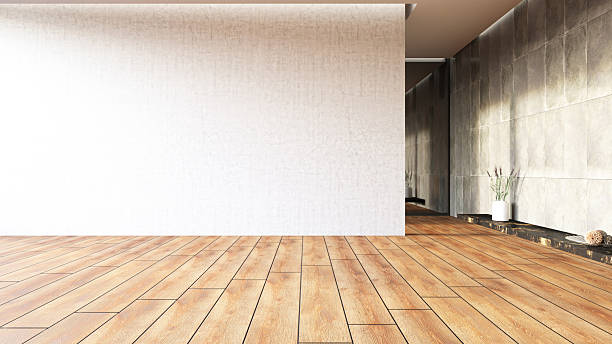 istock Minimal Interior With Wooden Floor and Concrete Walls 2218739310