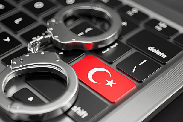 Digital Crime and Cybersecurity Concept With Turkish Flag Key. 3D Render