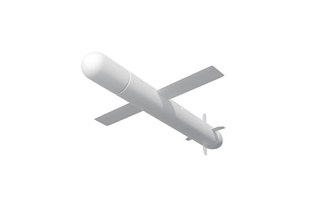3D visualization of hypersonic missile on white background for military and aerospace projects, white missile